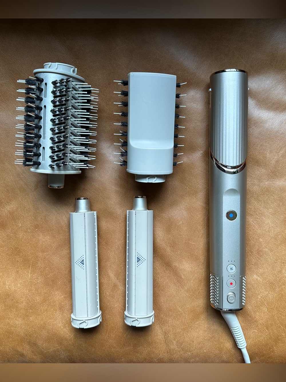 Silver Multi-Attachment Heated Hair Styler Brush for Women